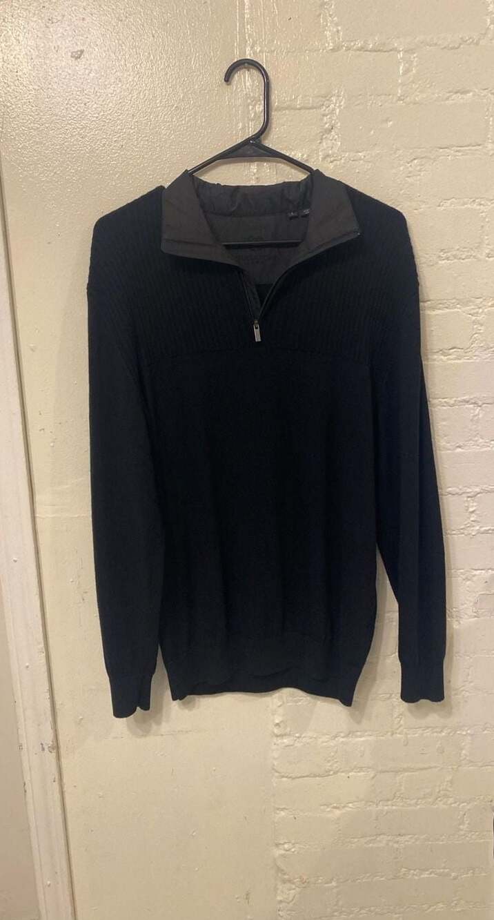 Bugatchi Uomo 100% Merino Wool Quarter-Zip Sweater with Nylon Trim Size L